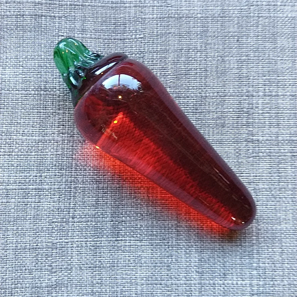 Glass Chili Peppers Handmade Maximalist Decor Set of 3 Blown Glass Fruit